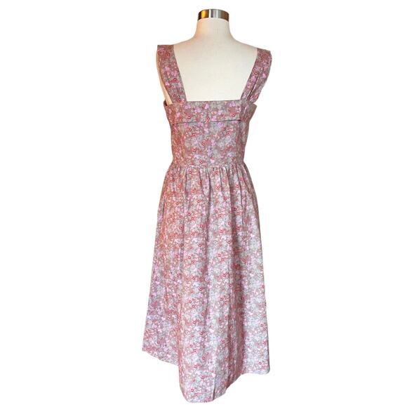 LOVESHACKFANCY Floral Dress Sleeveless Fit n' Flare Tan Garden Cotton Pink Small - Picture 2 of 9